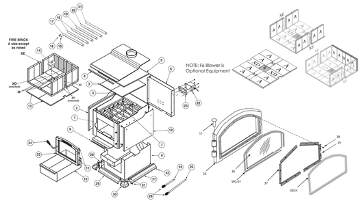 Diagram Diagram and Parts List for TR007  US Stove Company Heating Stove